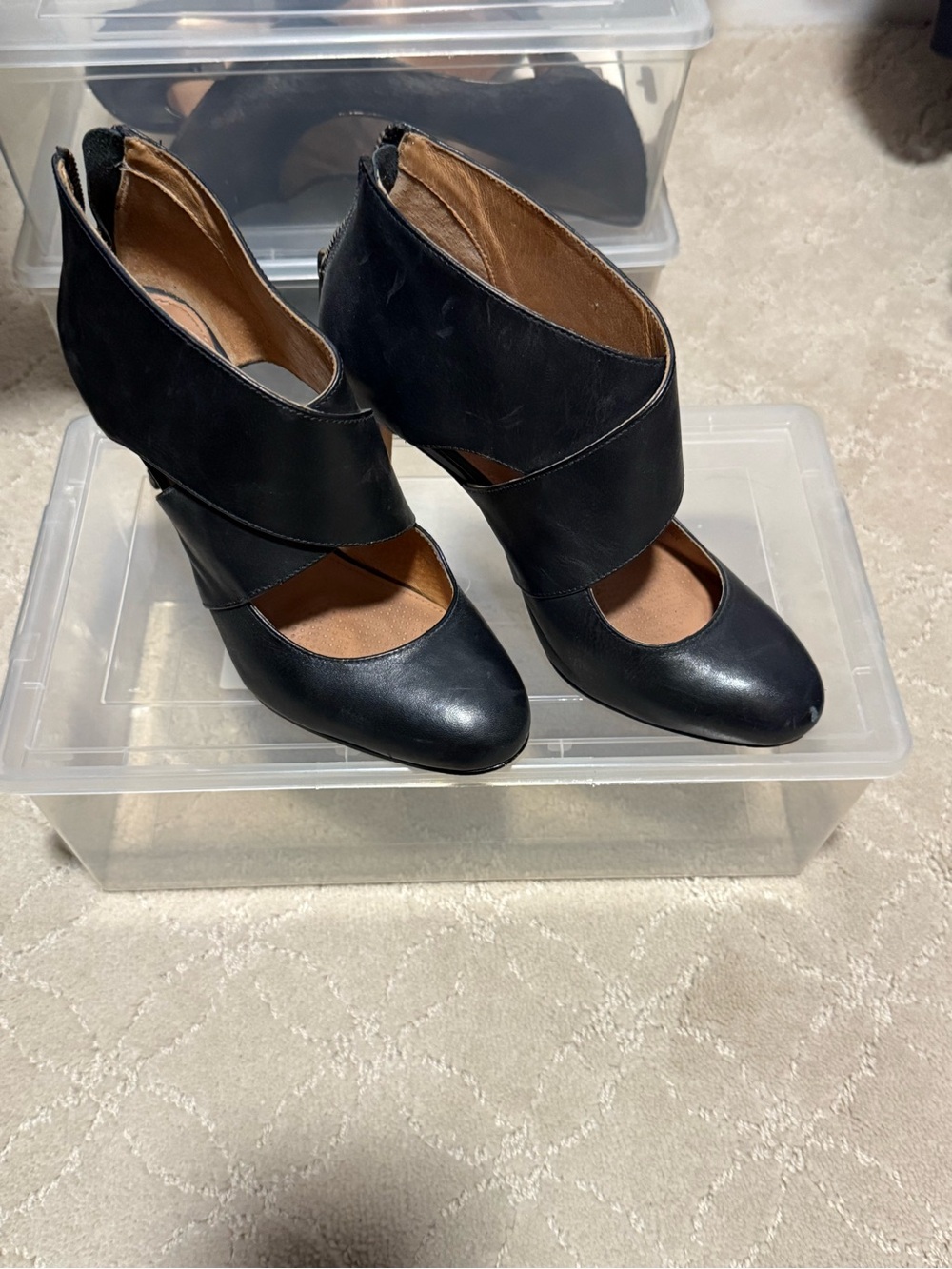 Corso Como Black Crisscross Ankle Strap Heels